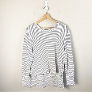 Daily Ritual White and Black Striped Long Sleeve Sweater